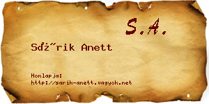 Sárik Anett névjegykártya