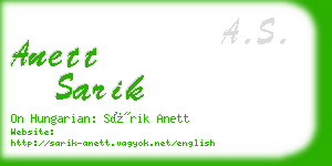 anett sarik business card